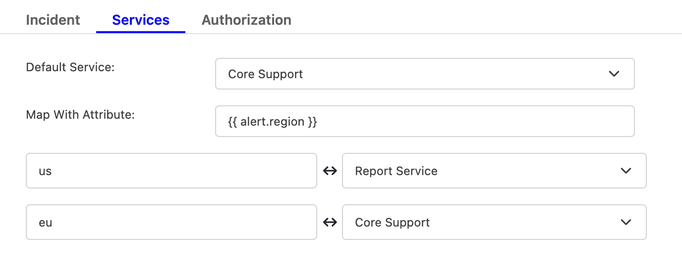 Incoming Webhook Services Tab