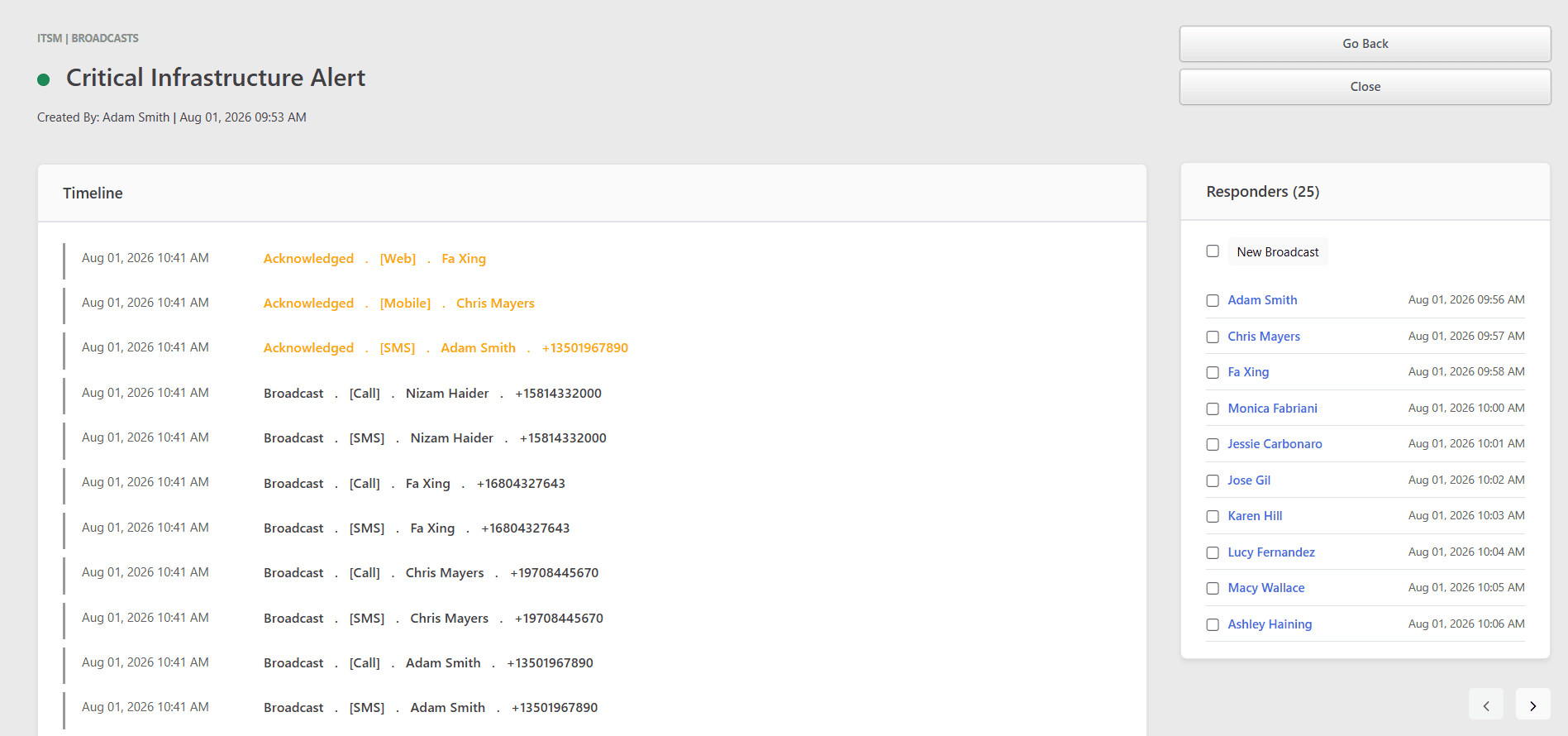Broadcast Details Page