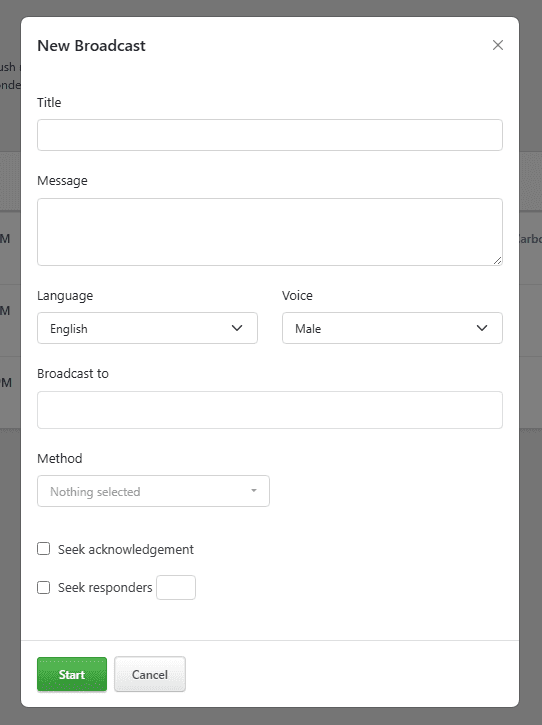 New Broadcast Modal