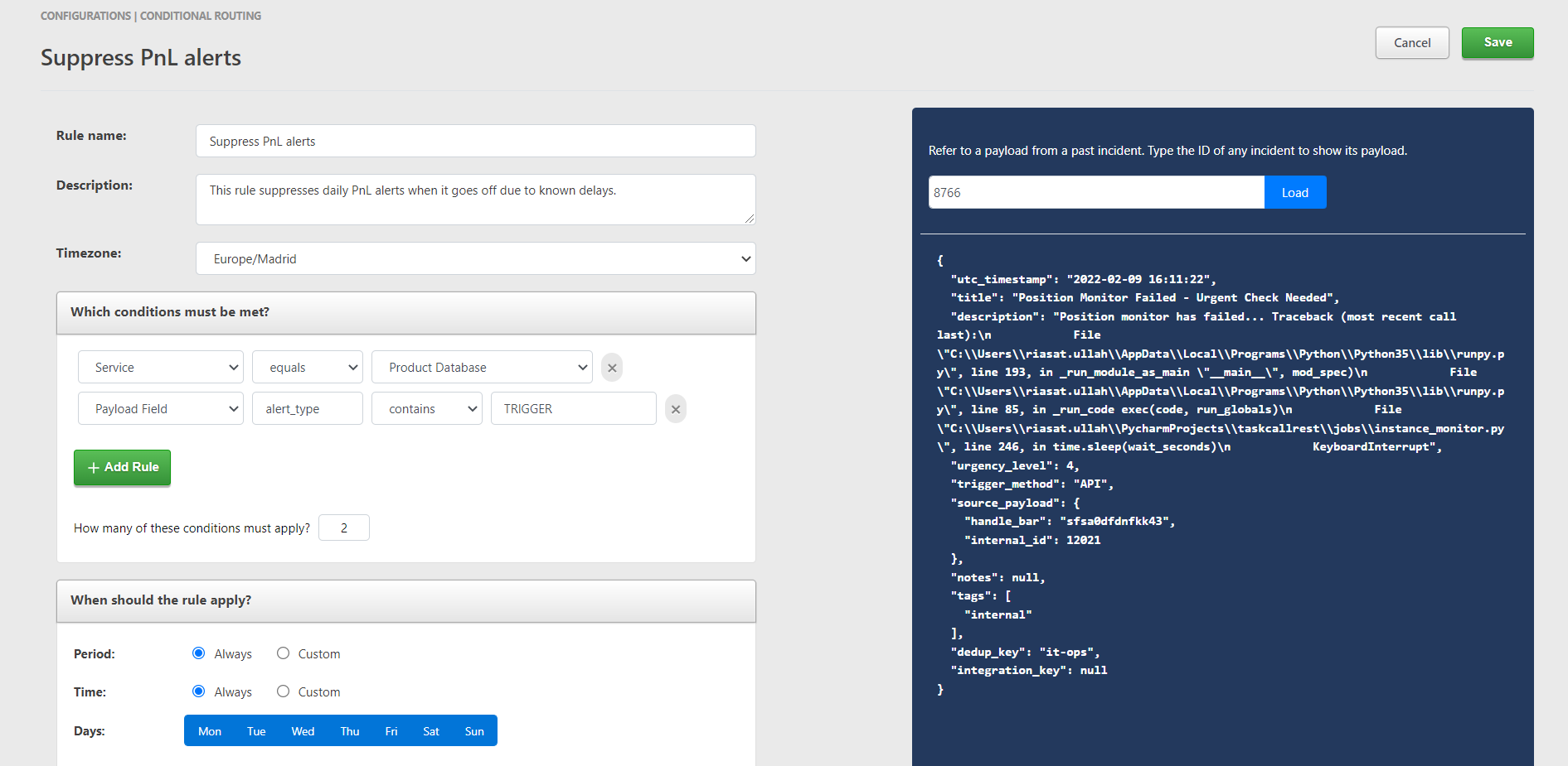 Conditional Routing Details