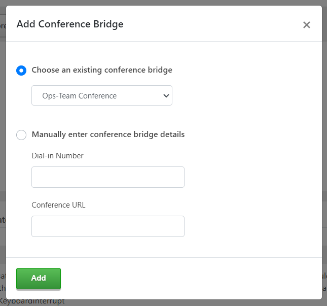 Add Conference Bridge to Incident