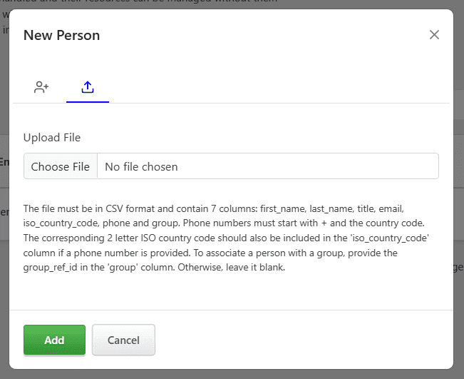 Add New Person (CSV Import)