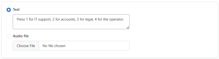 IVR Options Prompt