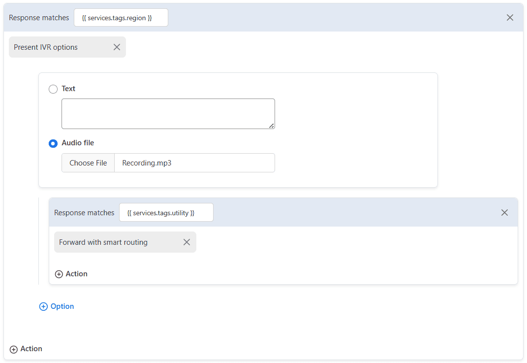 IVR Options Dynamic Matching Response