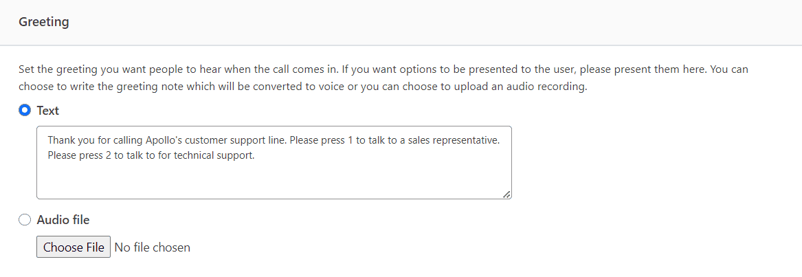 Live Call Routing Greeting