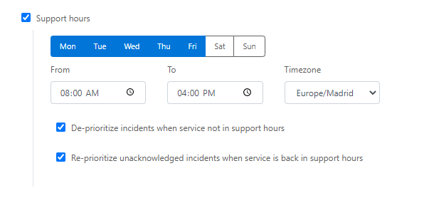 Configure Support Hours