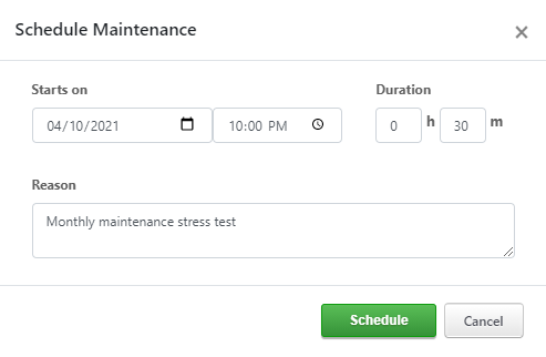 Schedule Maintenance