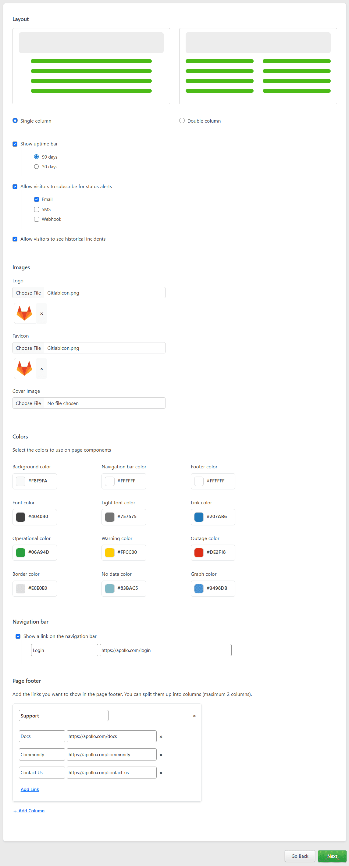 Status Page Design