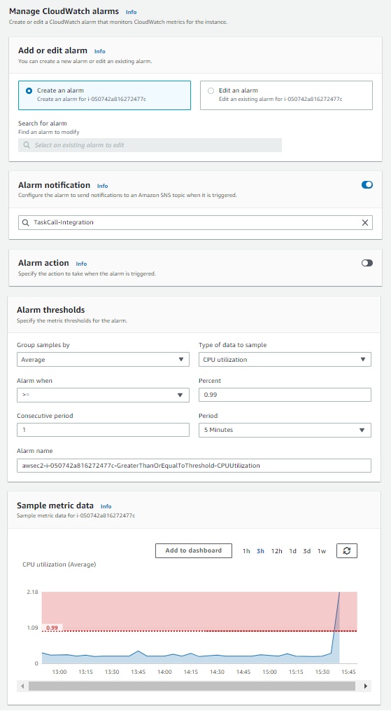 AWS CloudWatch Integration Step 3