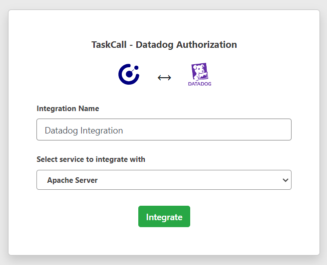Authorize Datadog in TaskCall