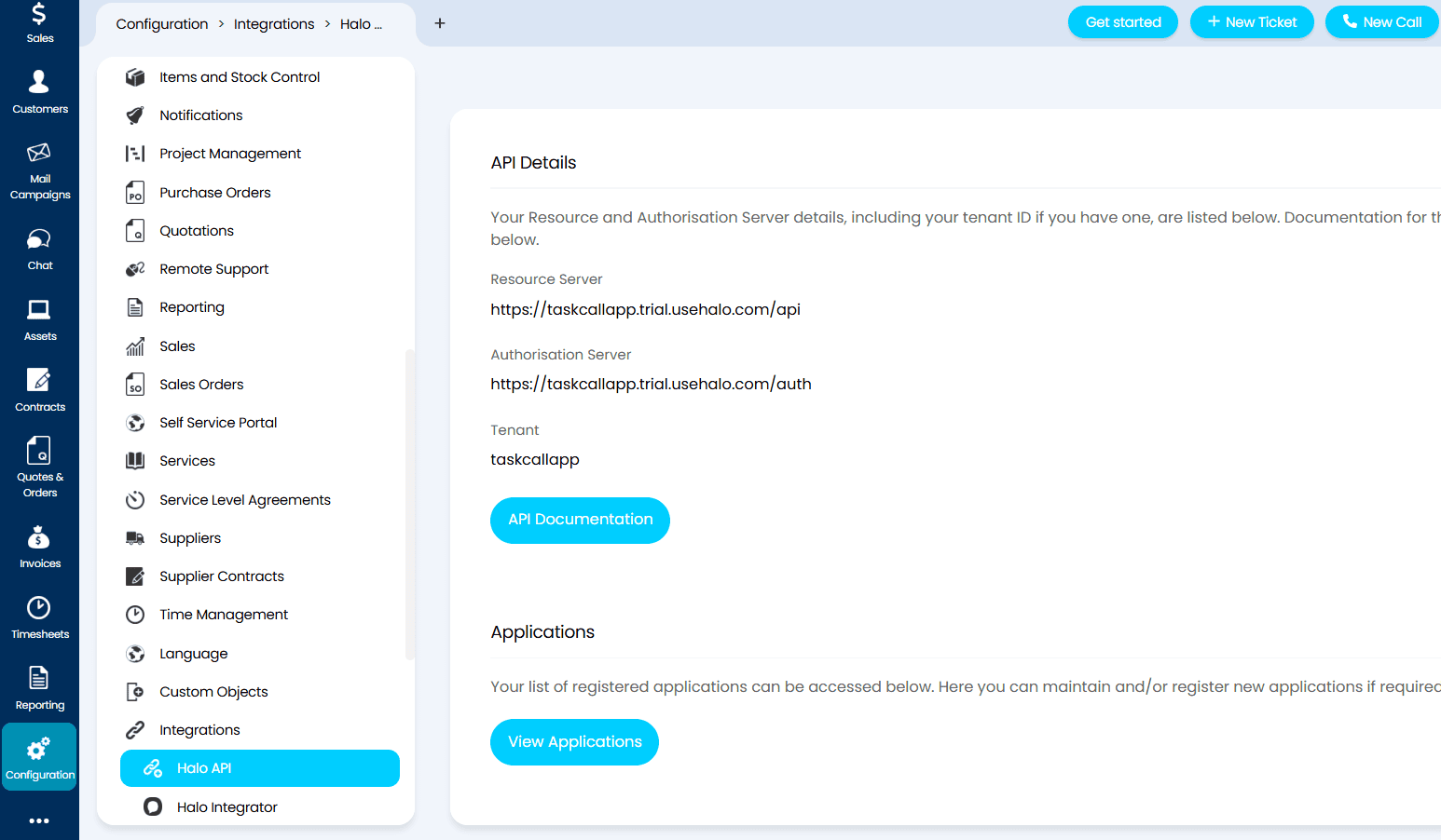 HaloPSA API