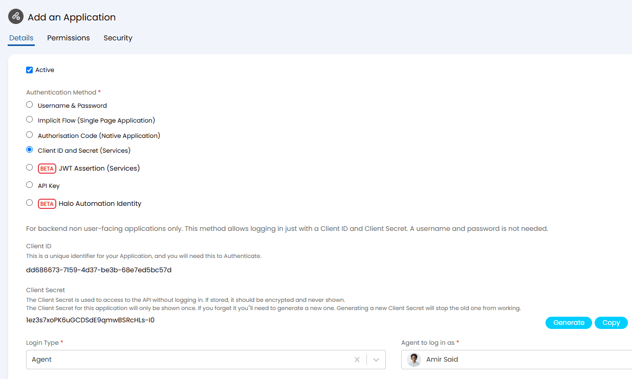 HaloPSA Application Details
