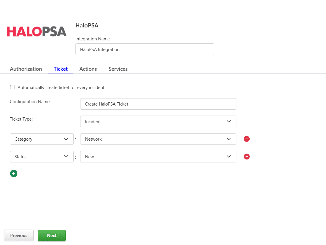 HaloPSA Ticket Configuration