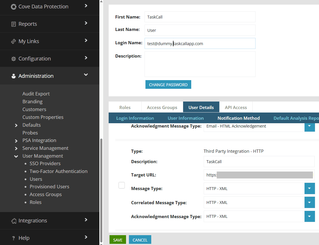 N-central User HTTP Notifcation