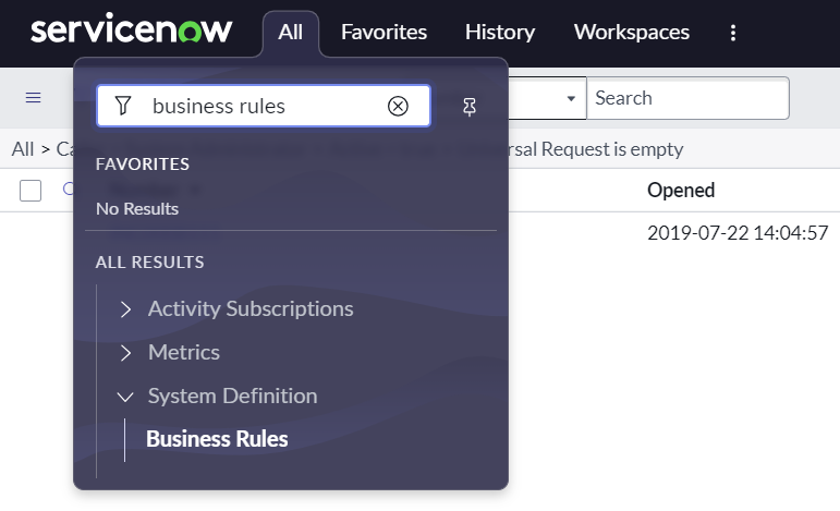 ServiceNow Search Business Rules