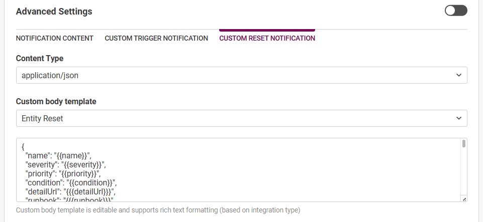 SolarWinds Custom Reset Notification