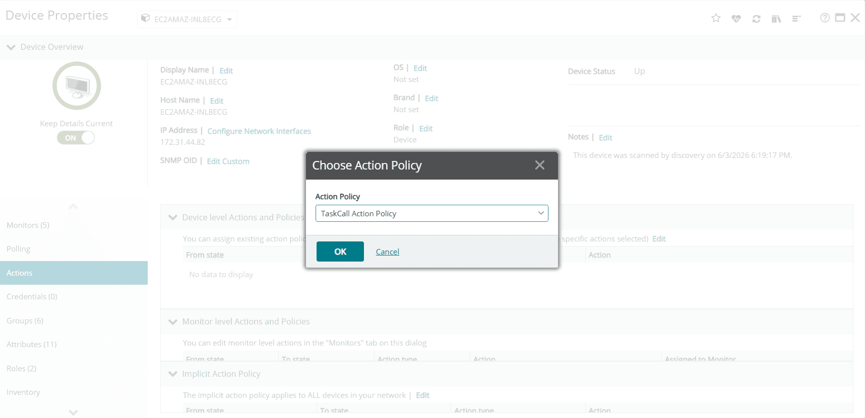 WhatsUp Gold Device Add Policy