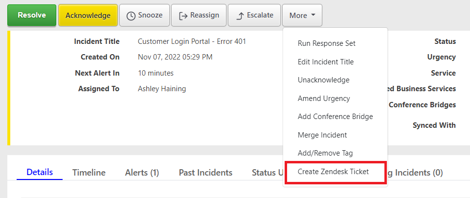 Create Zendesk Ticket