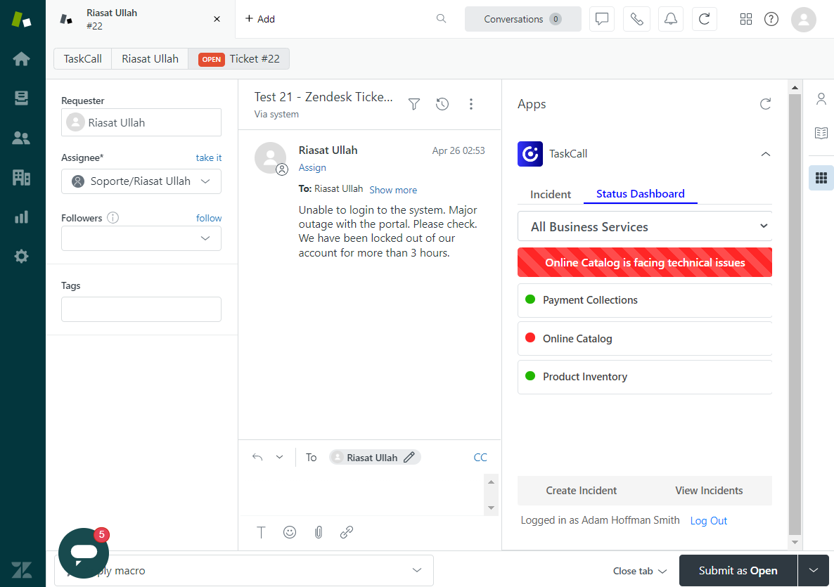 Zendesk Status Dashboard