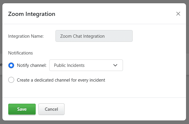 TaskCall Zoom Team Chat integration select channel